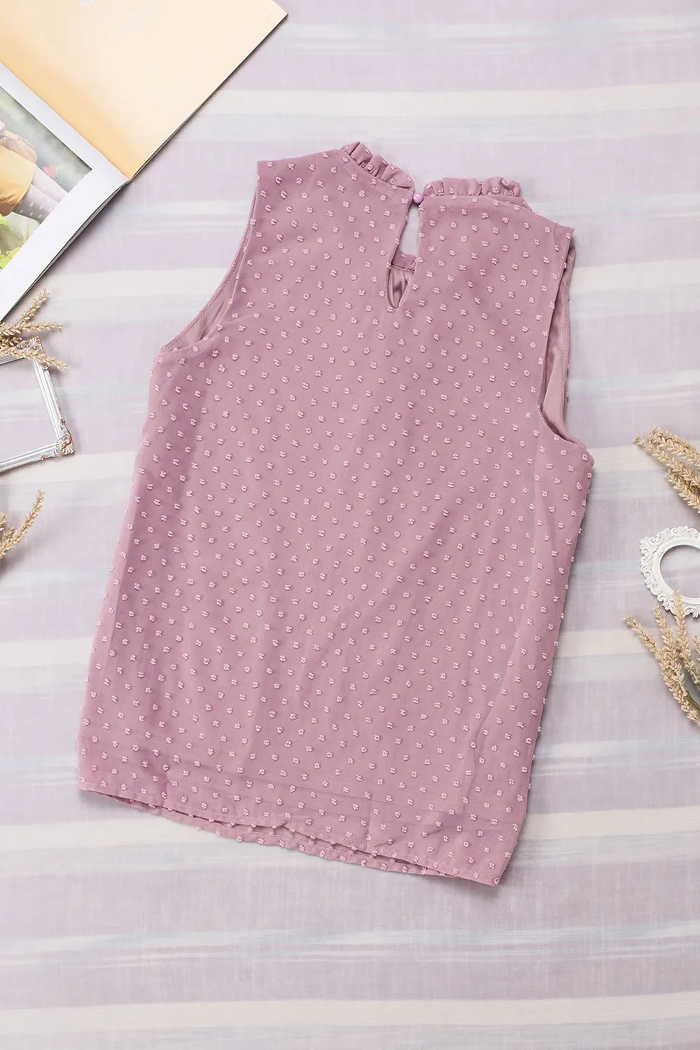 Frill Swiss Dot Round Neck Tank, image 3