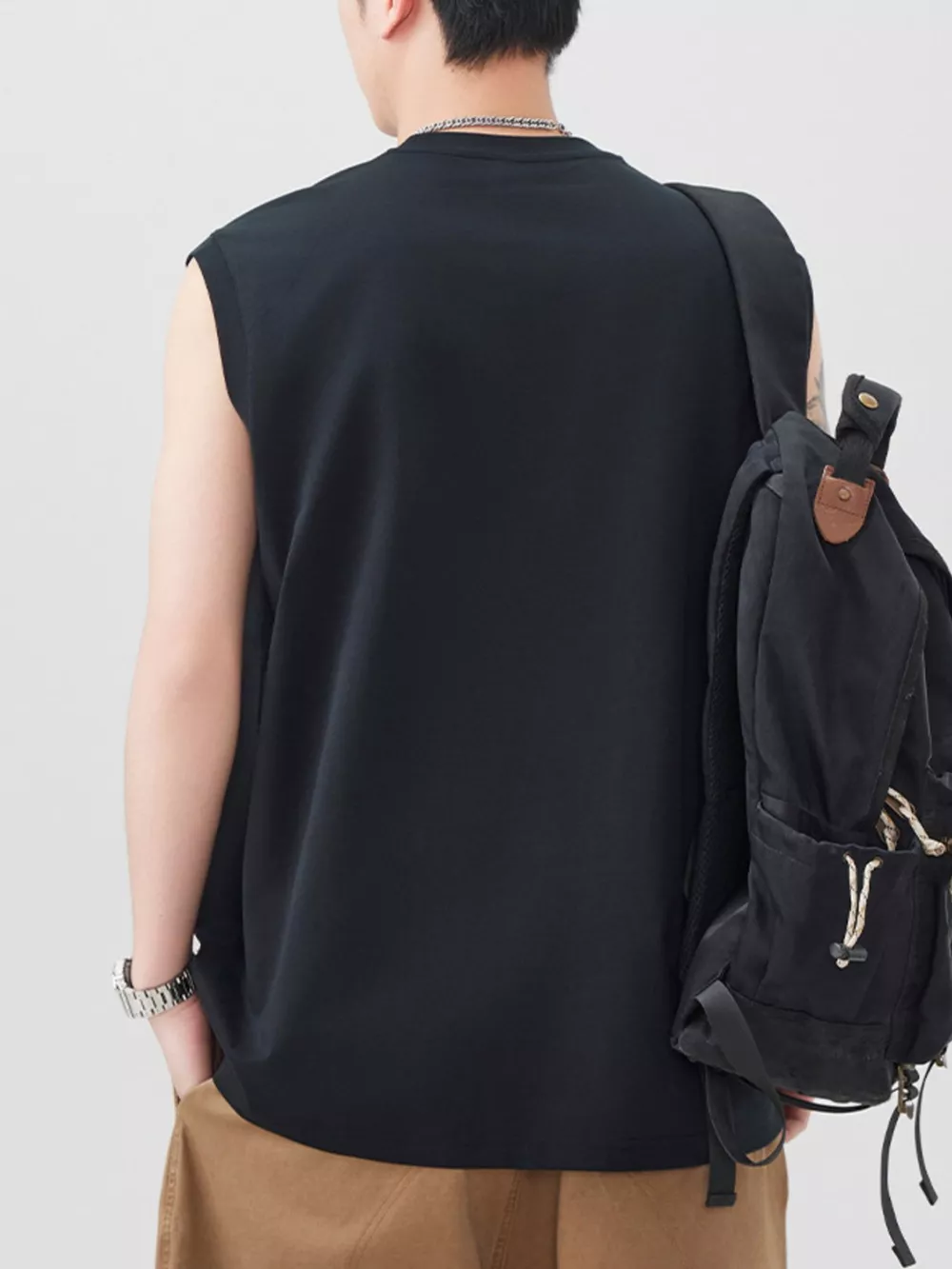 Men's Plus Size Letter Round Neck Tank, image 6