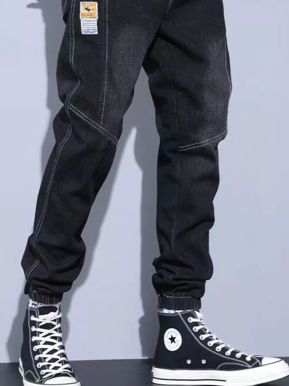 Men's Plus Size Slim Fit Wash Jeans, image 2