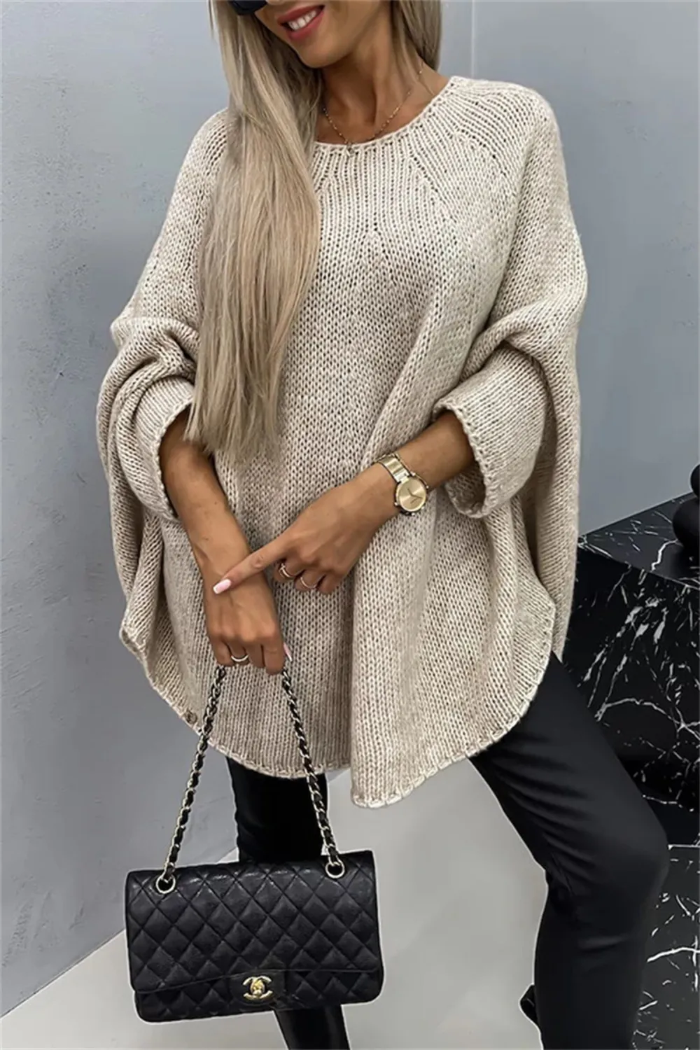 Round Neck Batwing Sleeve Sweater, image 23