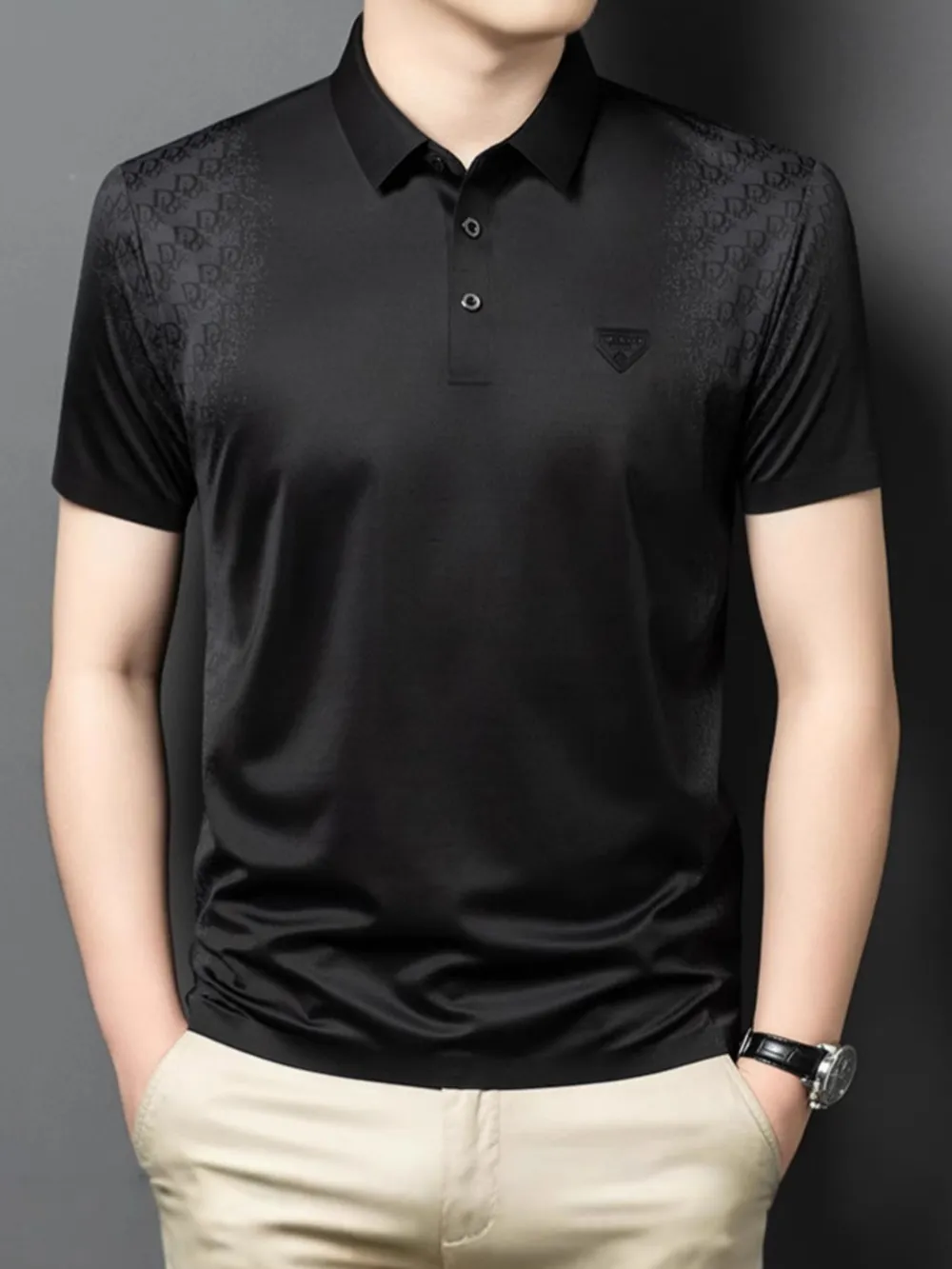 Men's Plus Size Button Detail Short Sleeve Polo, image 8