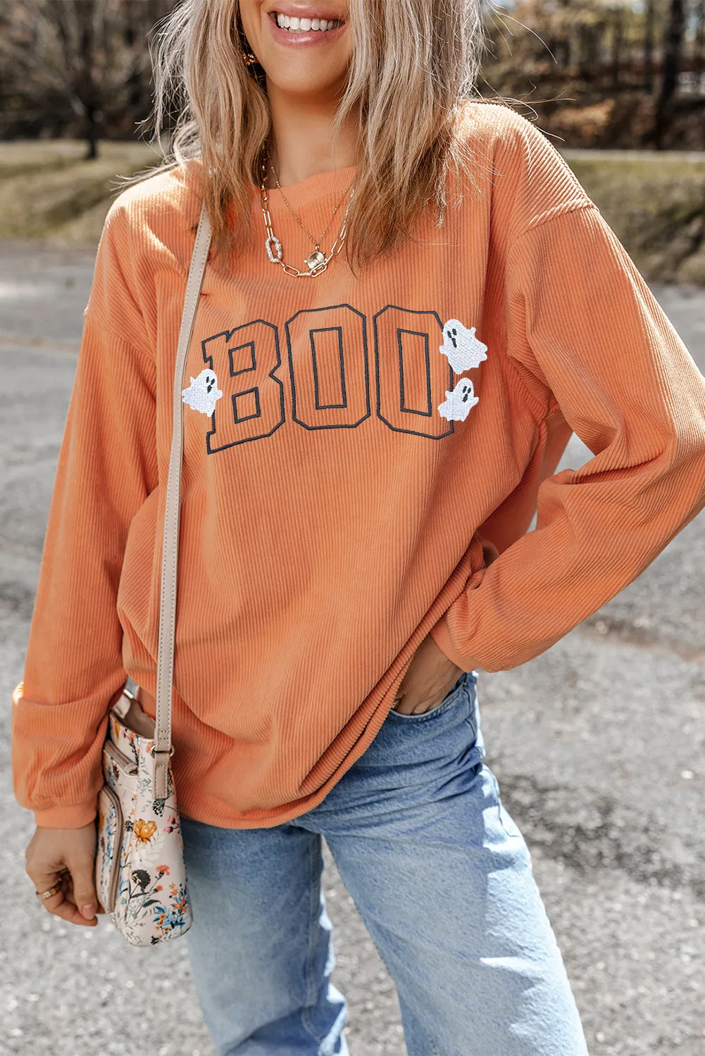 BOO Round Neck Long Sleeve Sweatshirt, image 3