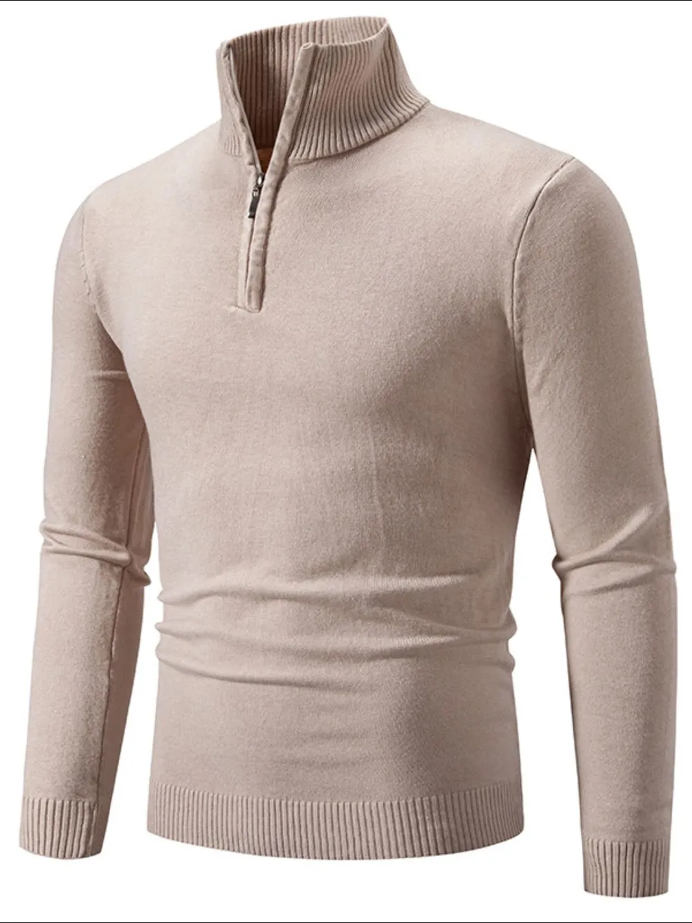 Men's Plus Size Quarter Zip Long Sleeve Sweater, image 7
