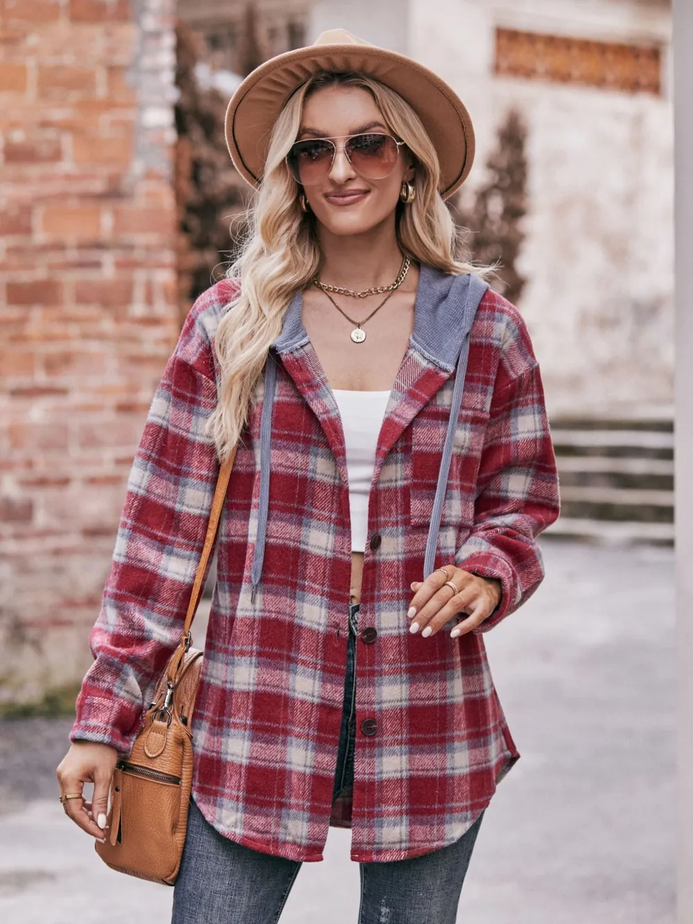 Oversized Plaid Button Up Shacket, image 9