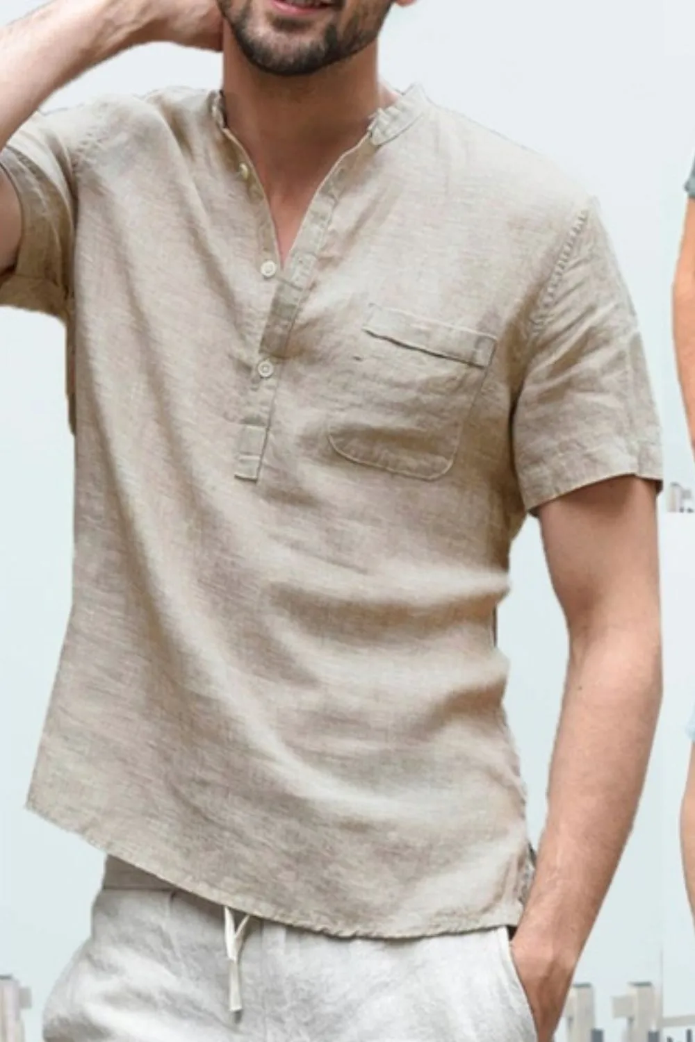 Men's Full Size Half Button Short Sleeve Polo Plus Size, image 2