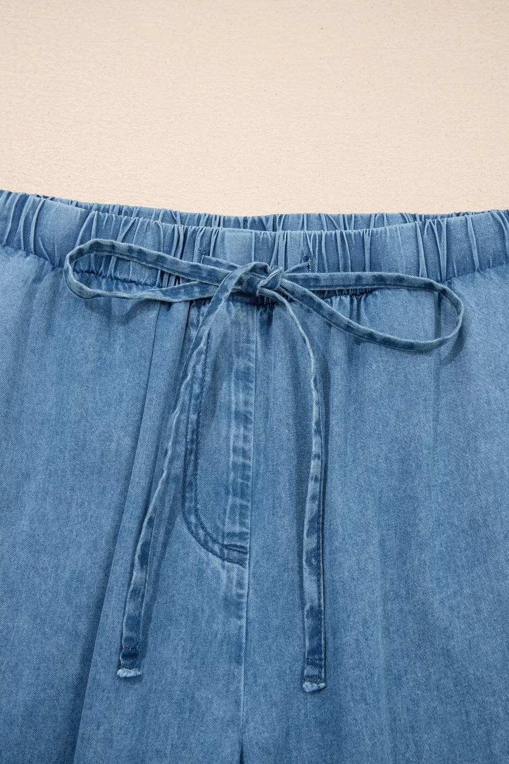 Ruffled Hem Wide Leg Chambray Pants, image 8