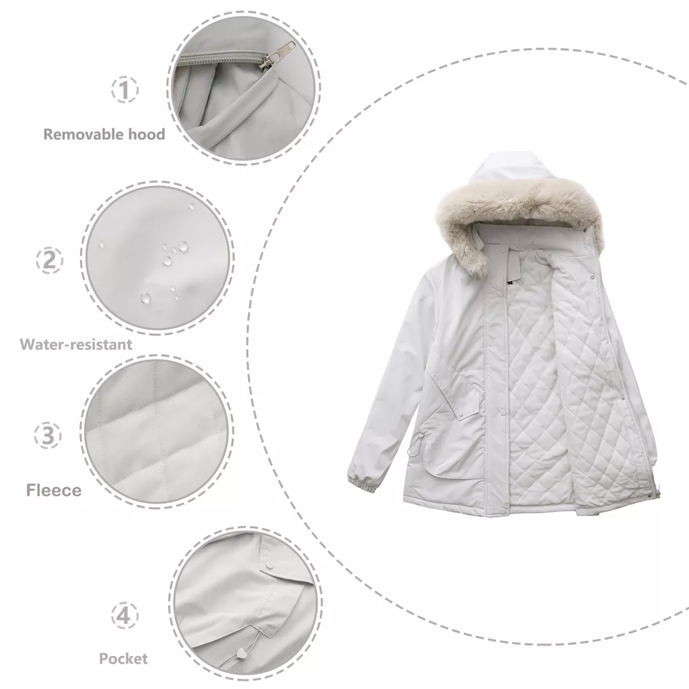 Full Size Fur Hooded Warm Winter Parka Outerwear Plus Size, image 4
