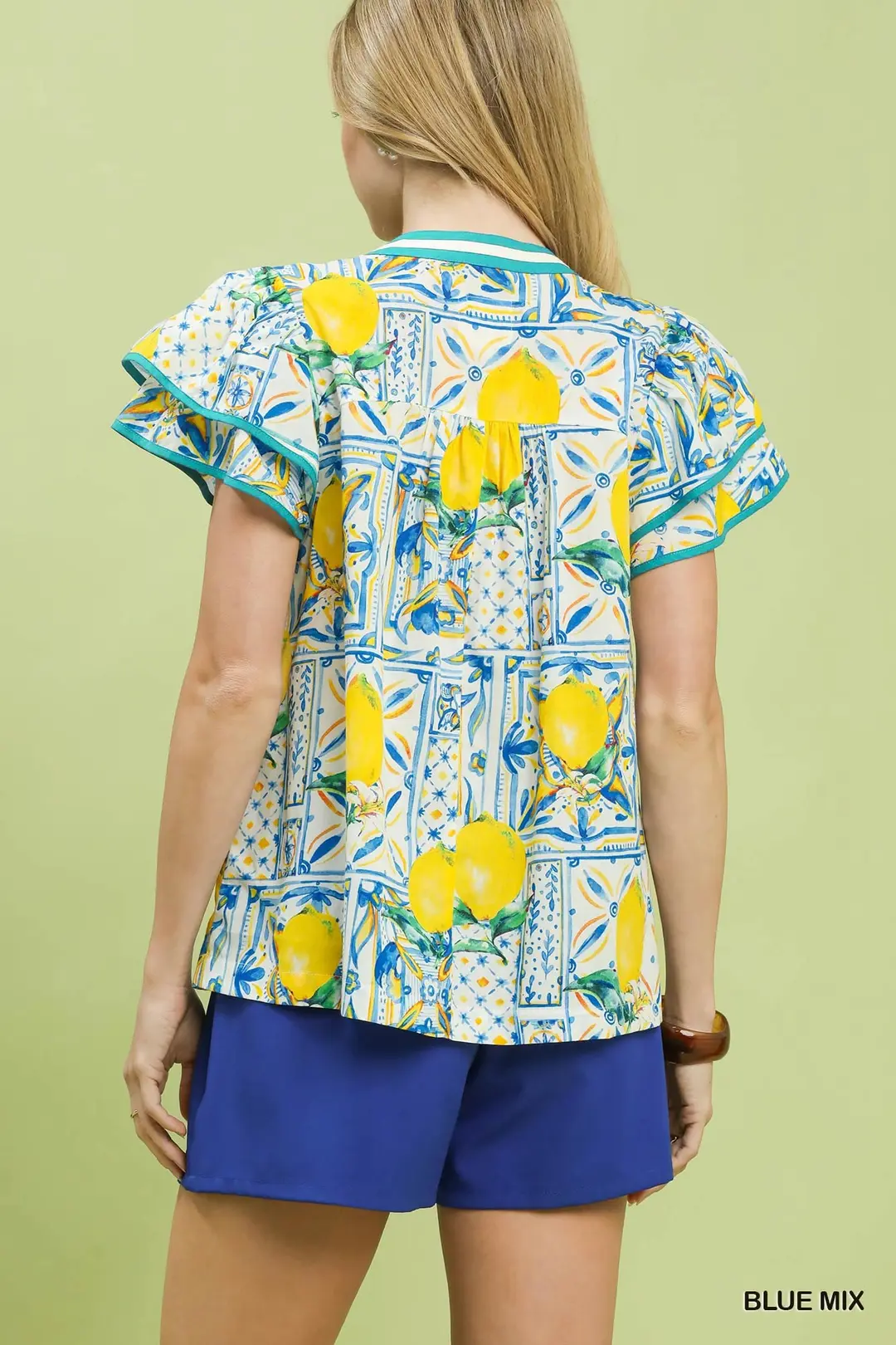 Abstract Print Flutter Sleeve Blouse, image 3