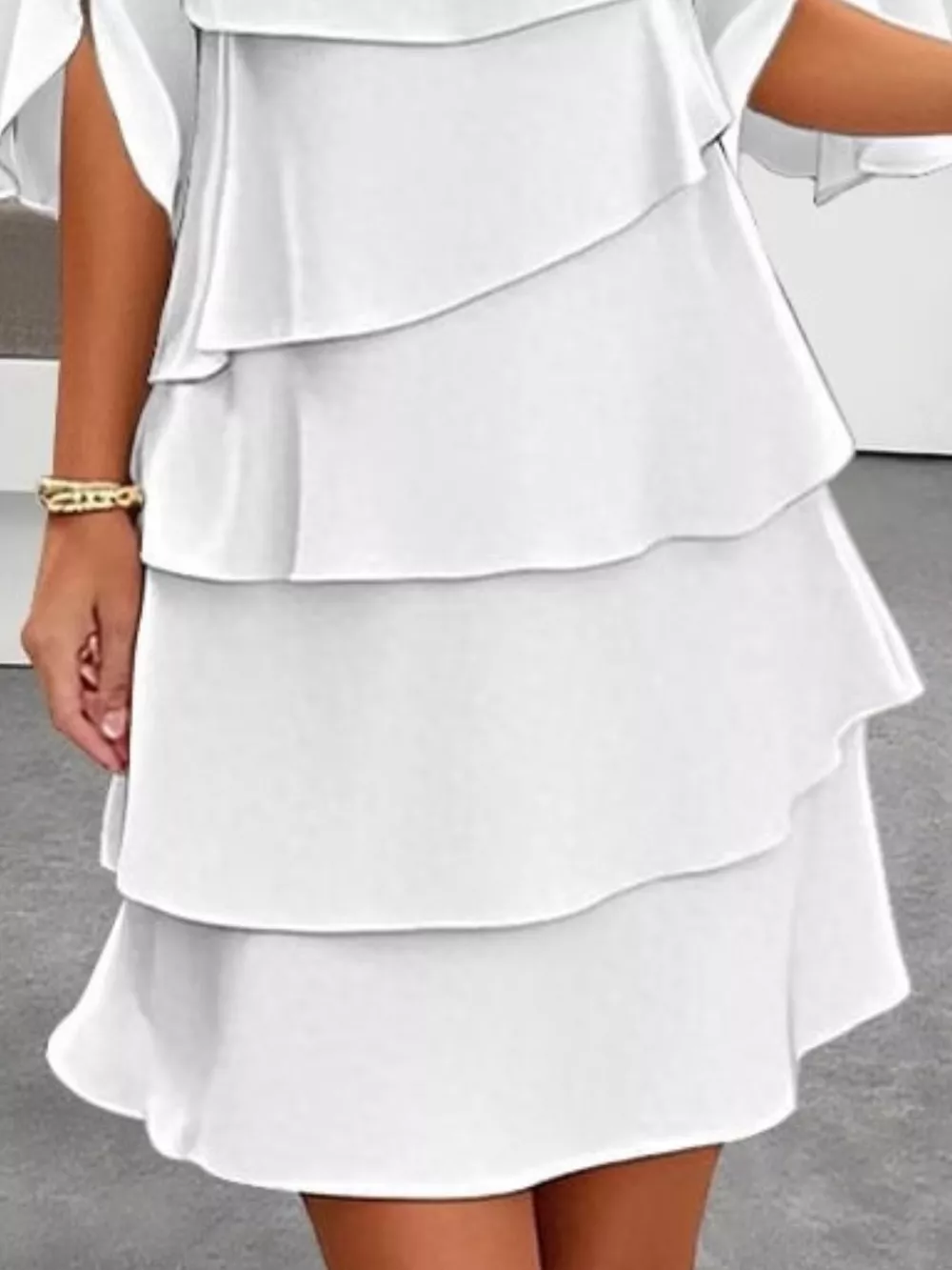 Full Size Ruffled Layered Flutter Sleeve Dress Plus Size, image 2