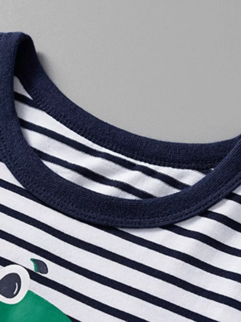 Children's Dinosaur Print Striped Crew Neck Short Sleeve T-Shirt, image 2