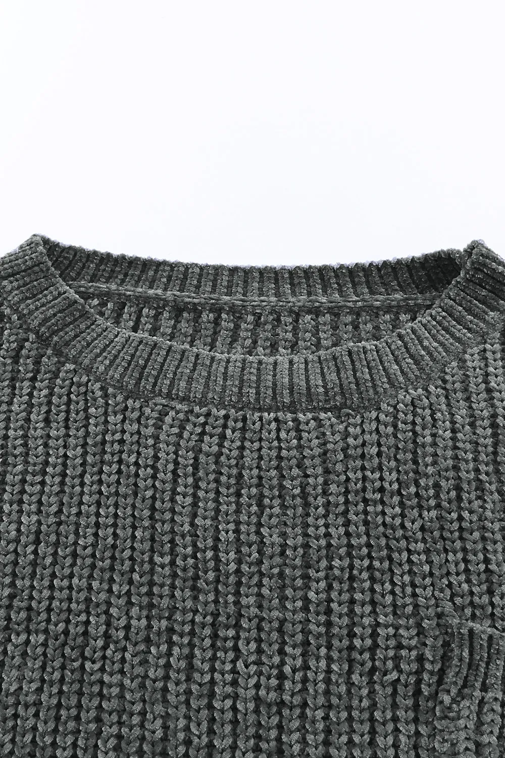 Distressed Round Neck Drop Shoulder Sweater, image 3
