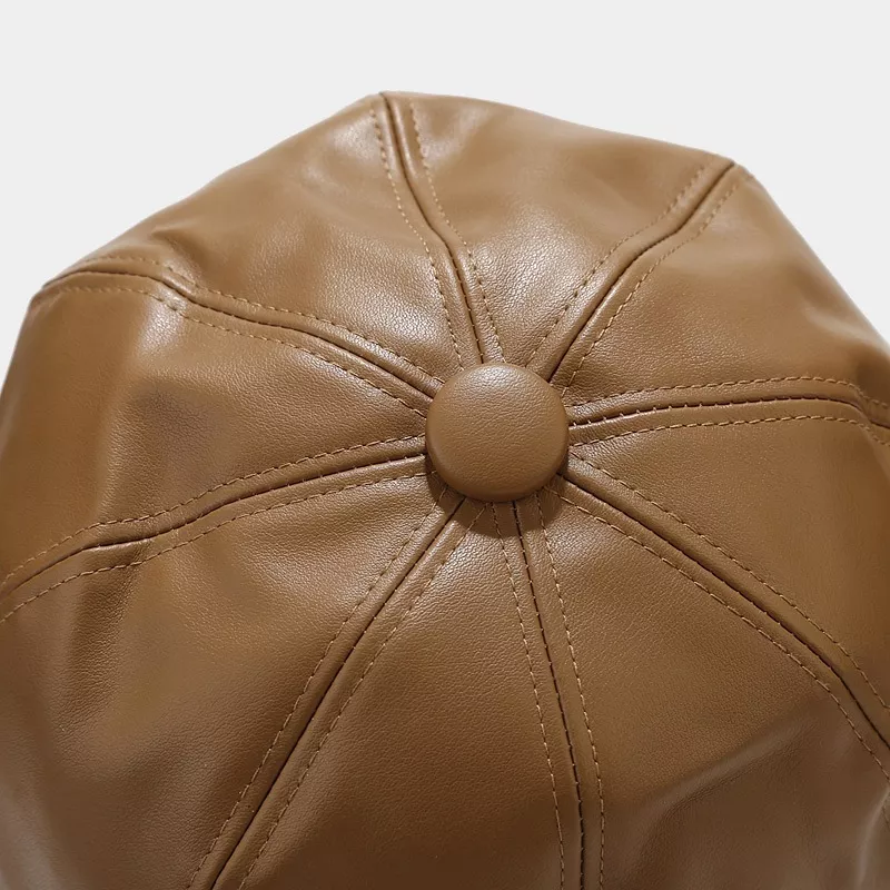 Faux Leather Newsboy Hat, image 7