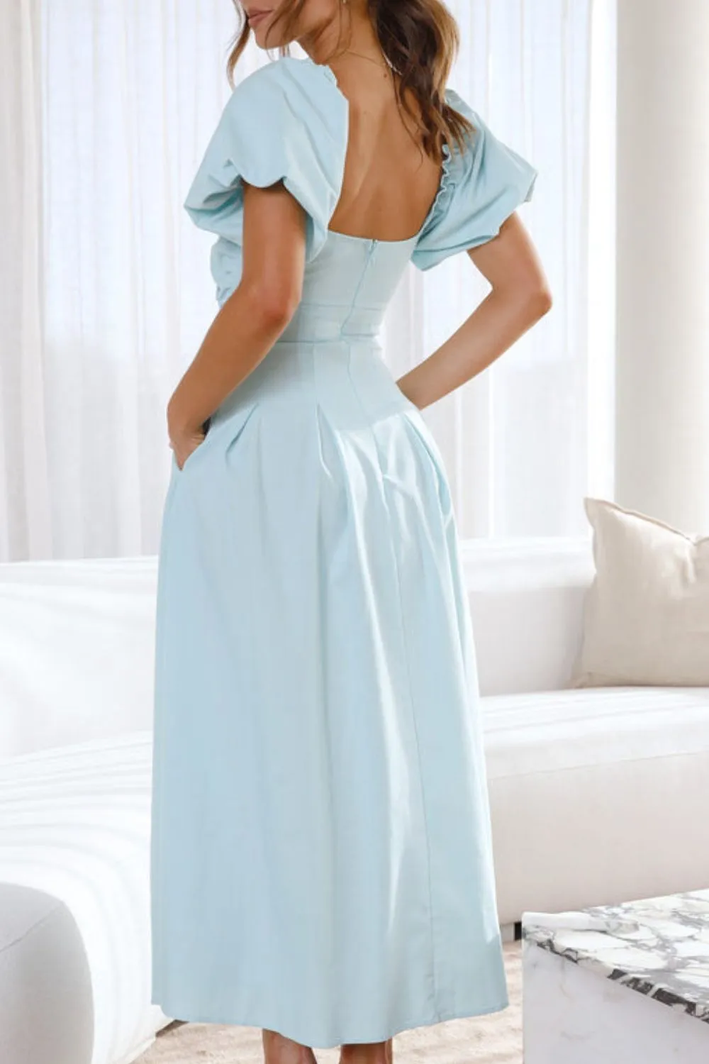 Sweetheart Neck Puff Sleeve Dress, image 6