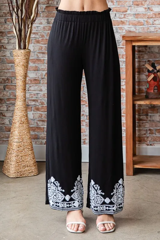 Full Size Solid Damask Casual Pants Plus Size, image 4