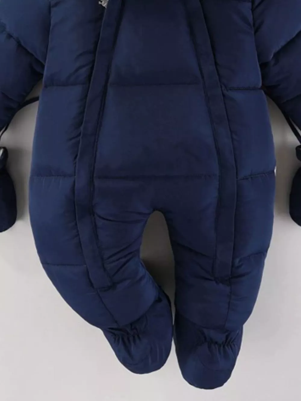 Children's Warm Padded One-Piece Snowsuit with Fur Hood, image 6