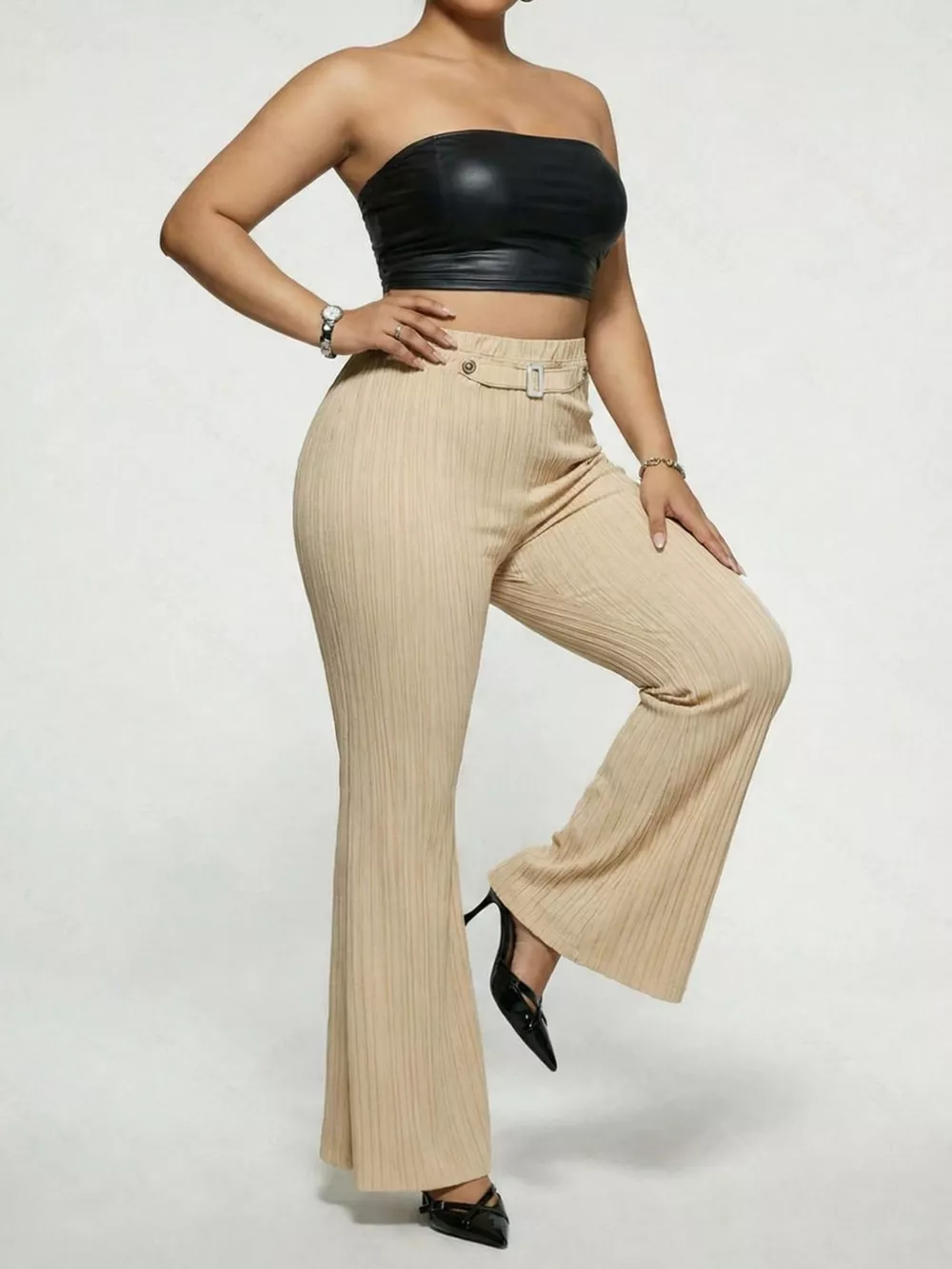 Plus Size High Waist Flare Pants, image 9