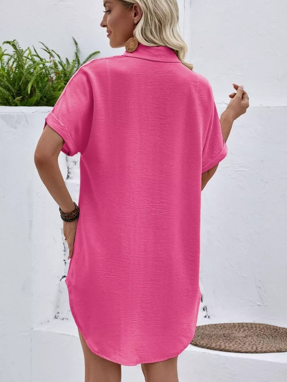 Relaxed Fit Button-Down Longline Shirt, image 2