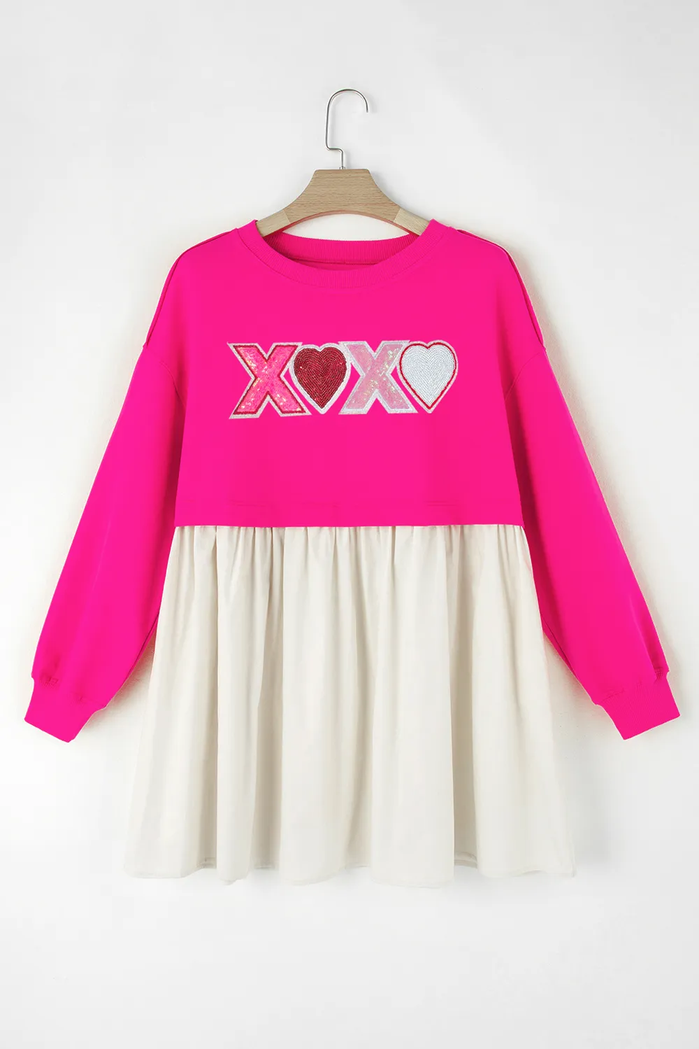 XOXO Sequin Heart Long Sleeve Dress, image 2
