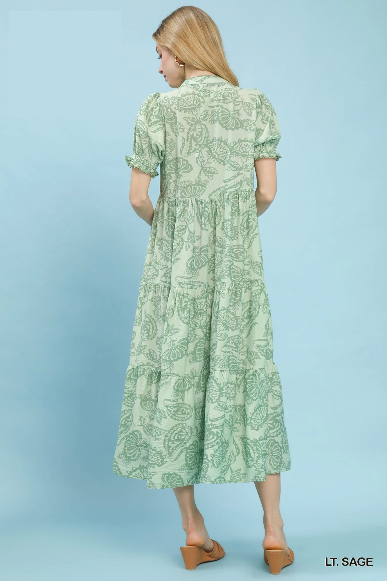 Paisley Print Tiered Midi Dress, image 4