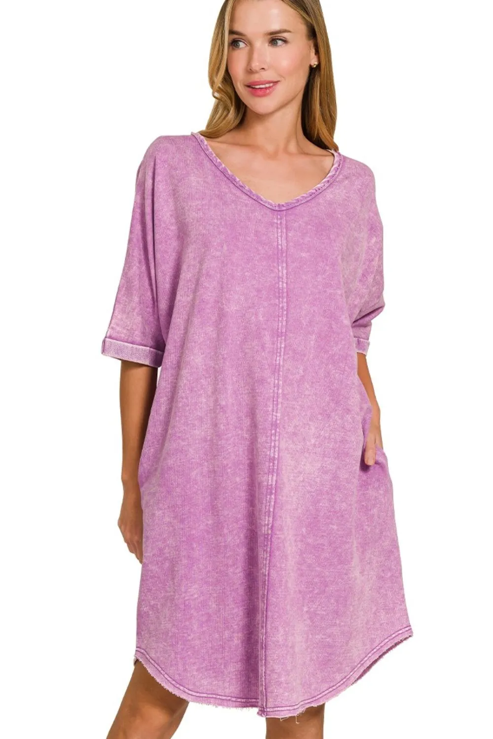 Acid-washed French Terry Tee Shirts Dress