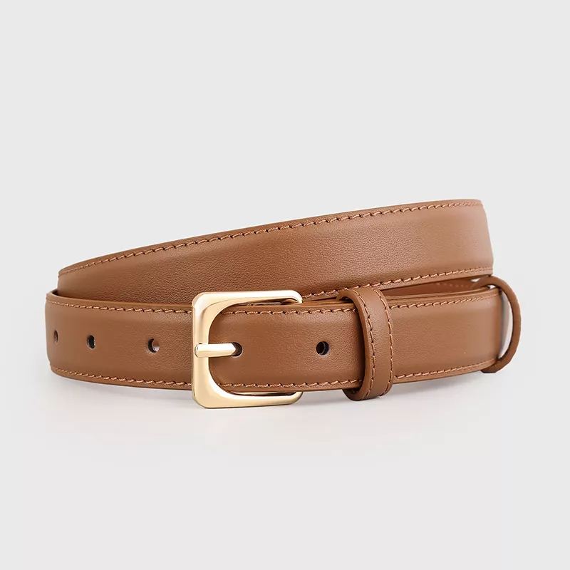 Classic Leather Belt with Golden Buckle, image 5