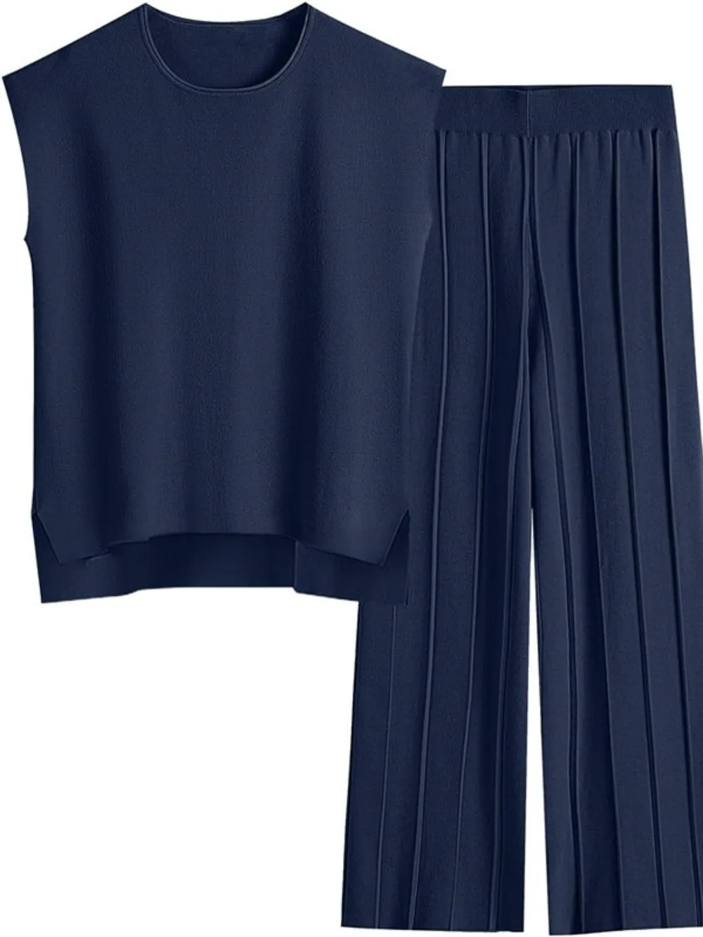 Round Neck Cap Sleeve Top and Pants Knit Set, image 3