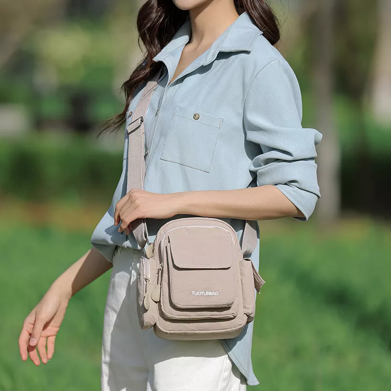 Multi-Pocket Lightweight Nylon Crossbody Bag, image 2