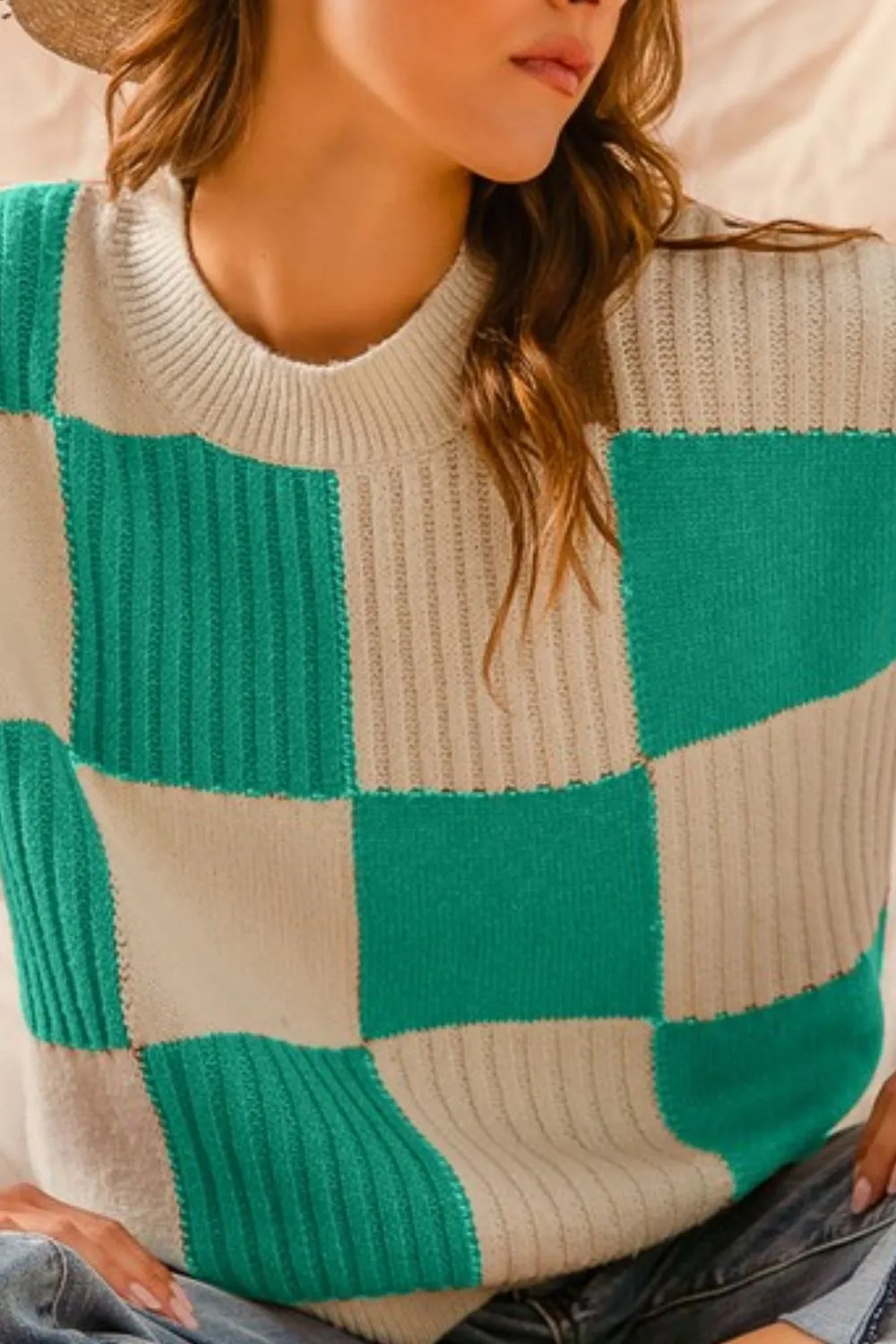 Check Plaid Casual Sweater Top, image 2