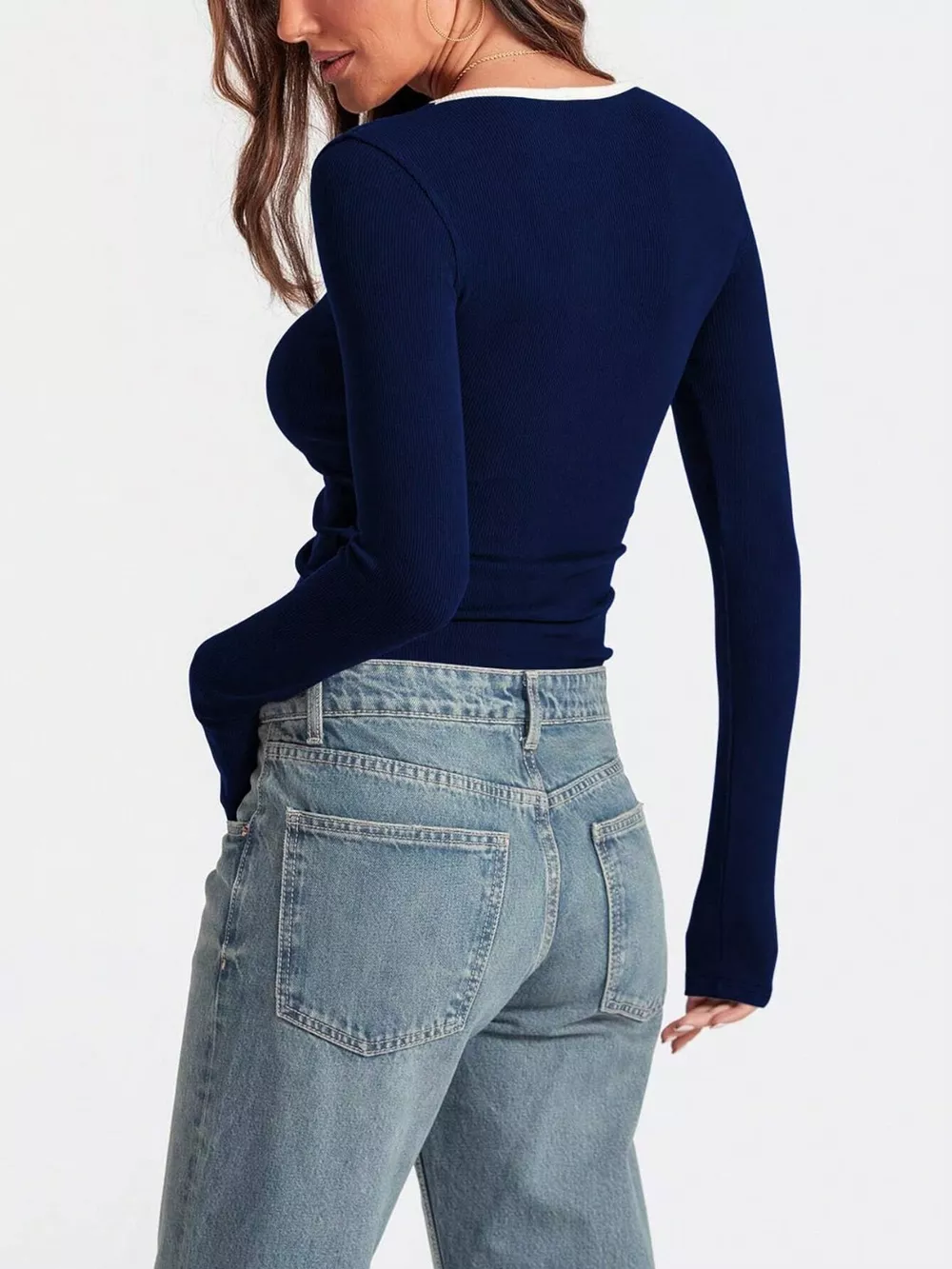 Contrast Trim Long Sleeve Top, image 24