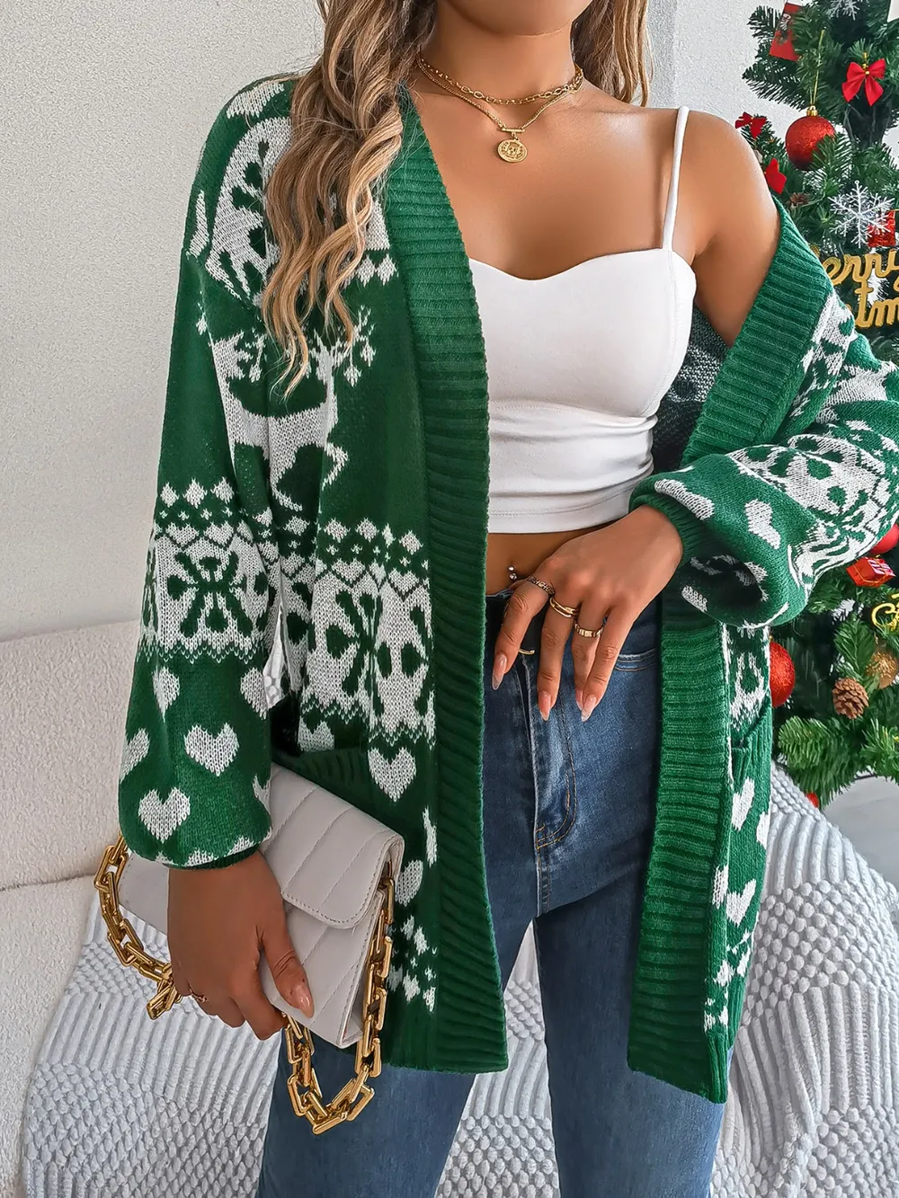 Pocketed Open Front Long Sleeve Cardigan, image 5