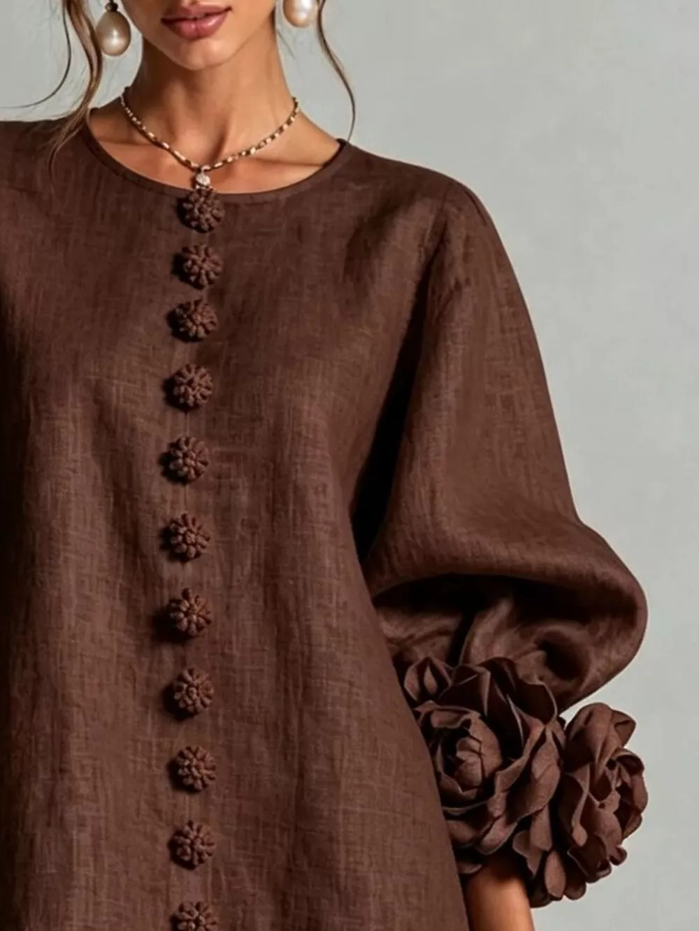 3D Floral 3/4 Sleeve Mini Dress, image 16
