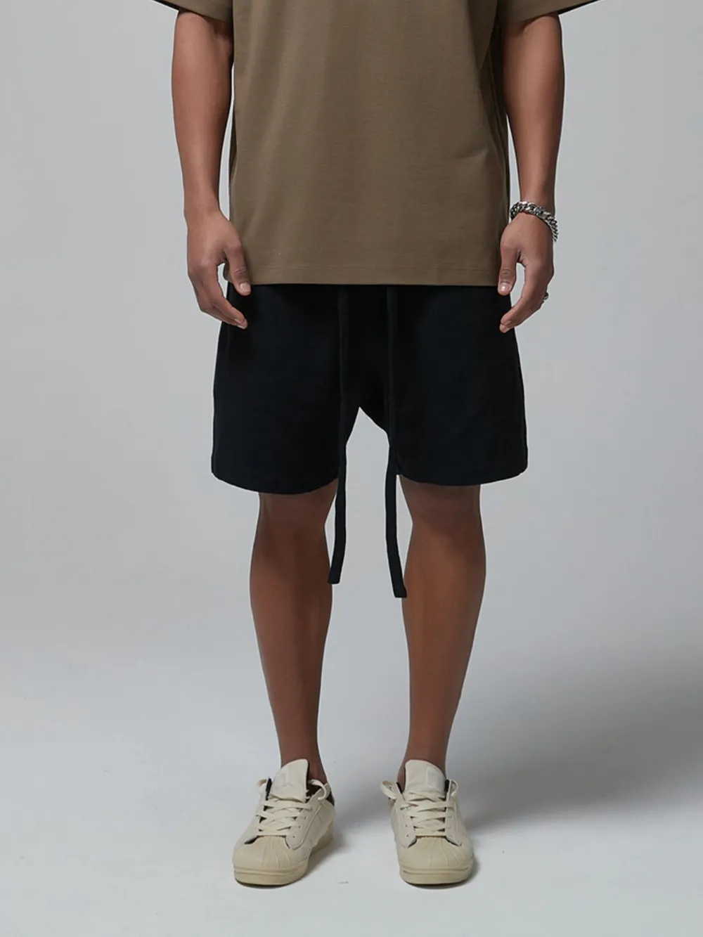 Men's Drawstring Waffle Shorts with Pockets, image 9