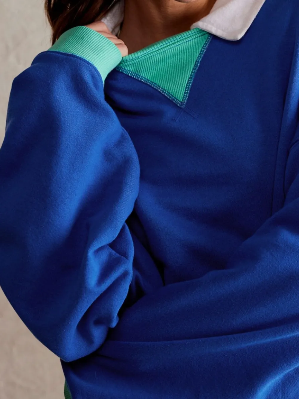 Contrast Dropped Shoulder Long Sleeve Sweatshirt, image 2
