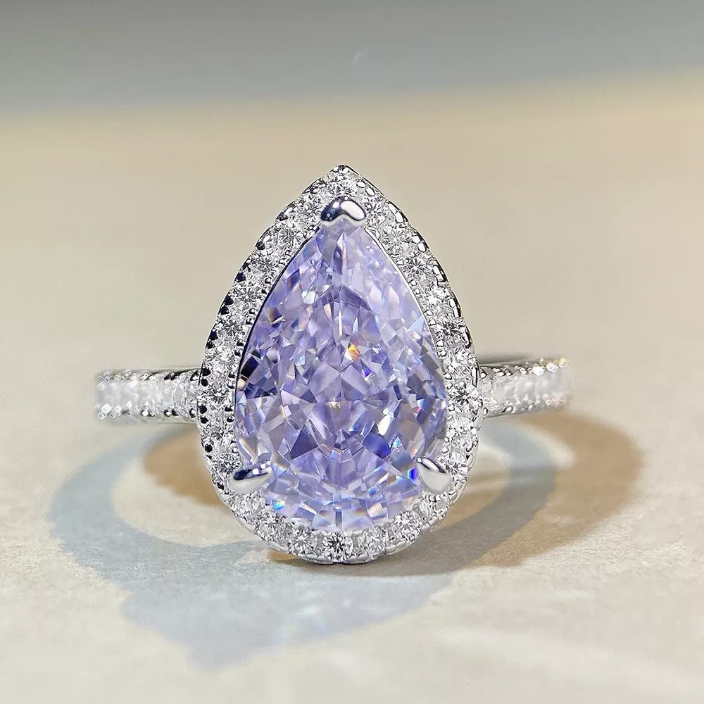 925 Sterling Silver Zircon Teardrop Ring, image 2