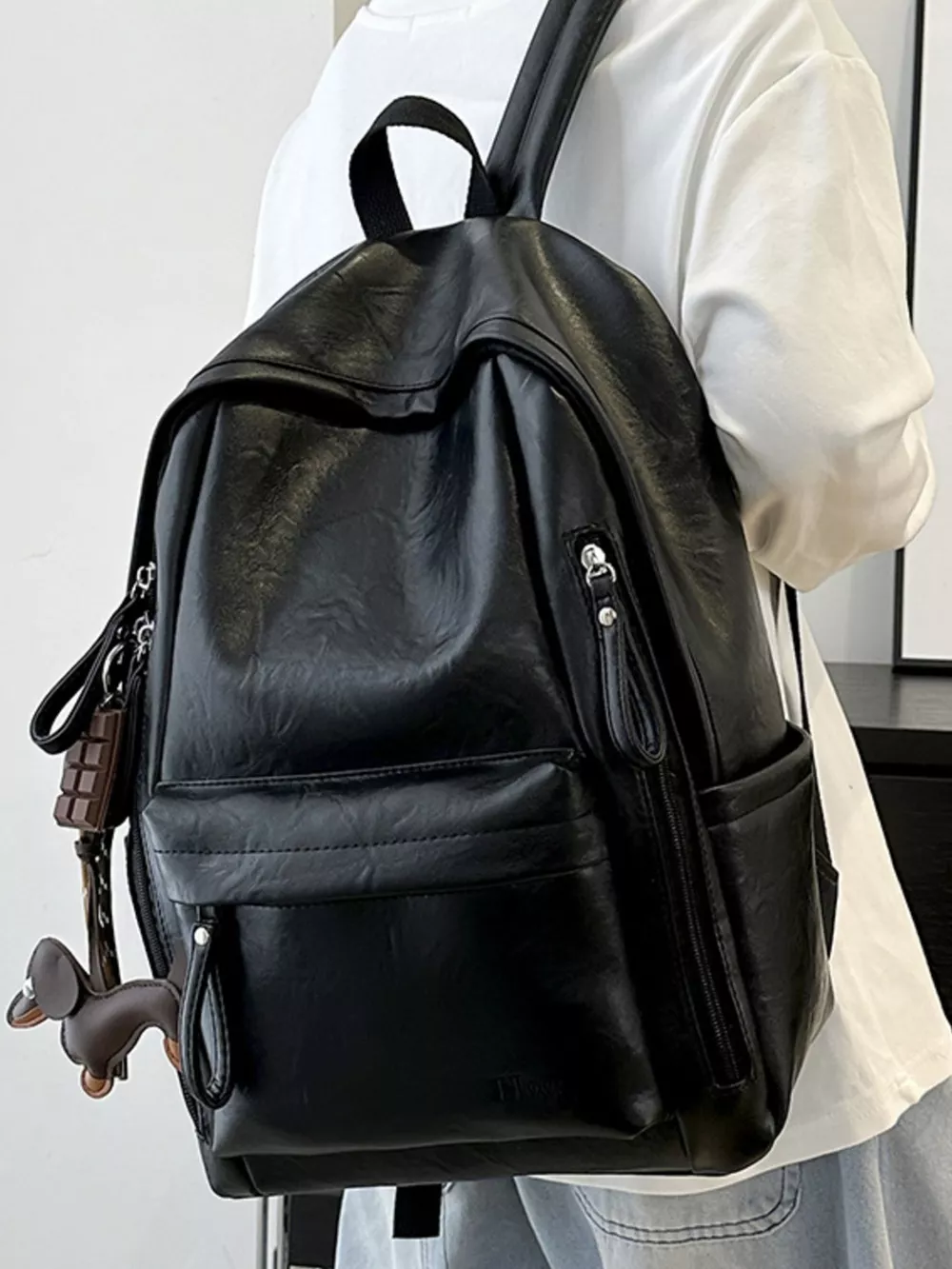 Leather Texture Backpack Bag, image 4