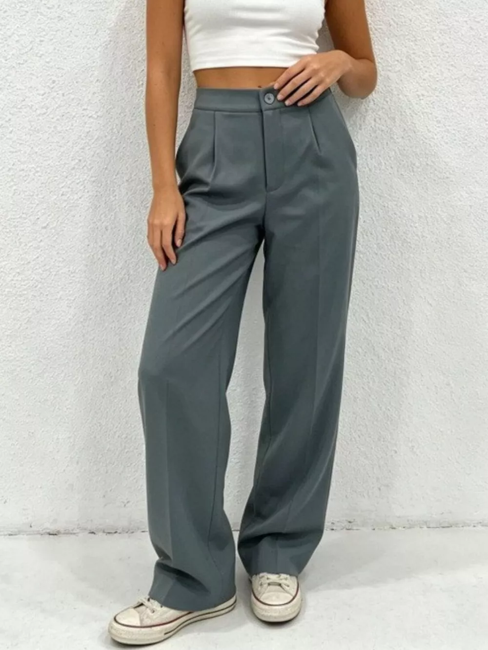 High Waist Wide Leg Pleated Pants, image 2