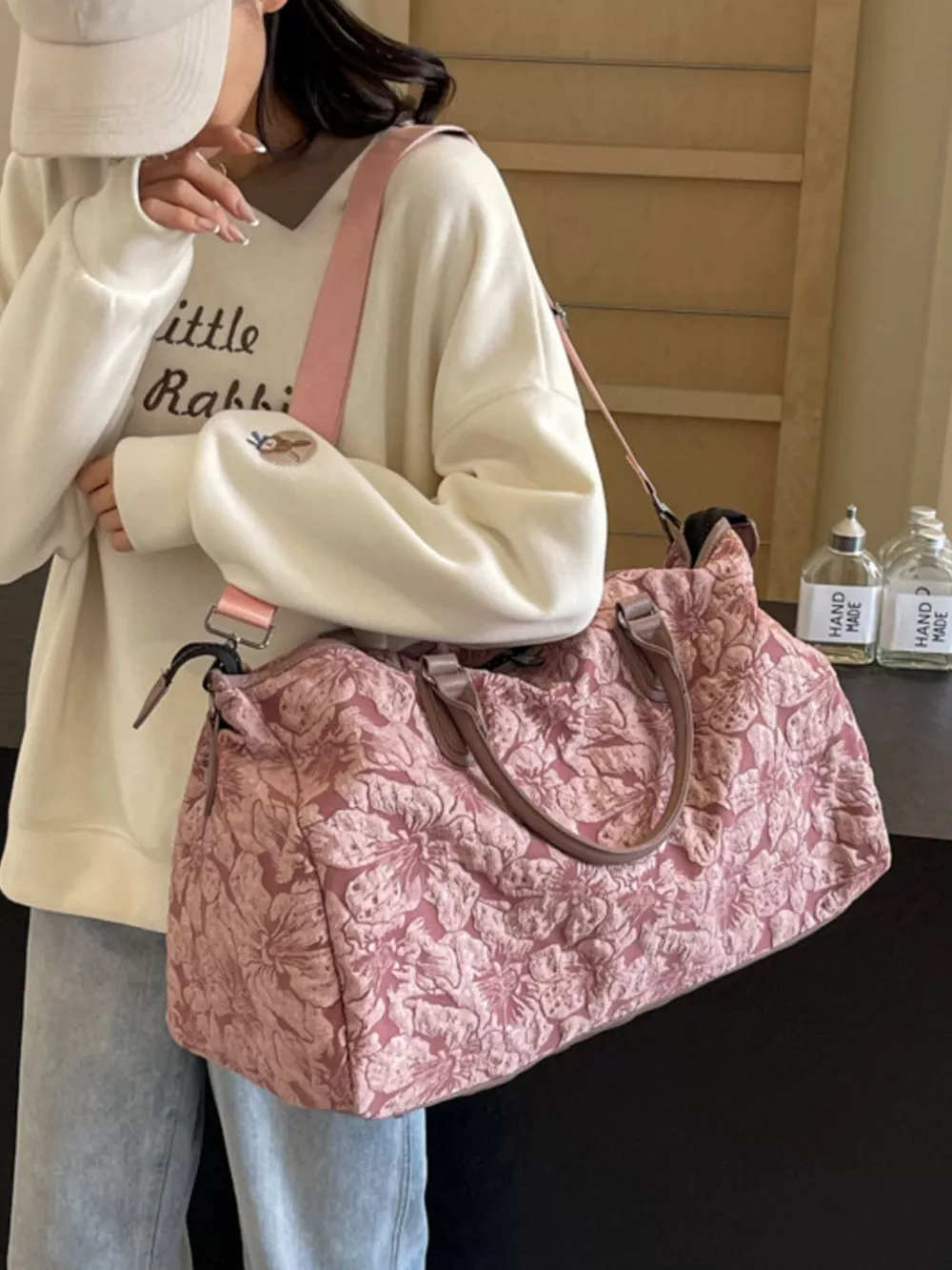 Floral Quilted Travel Bag, image 3