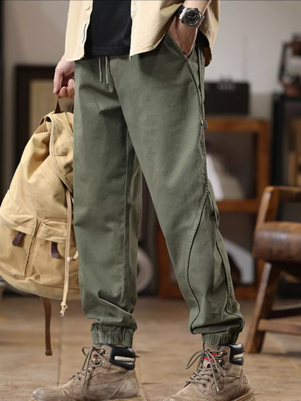 Men's Full Size Drawstring Jogger Pants with Elastic Cuffs Plus Size, image 3
