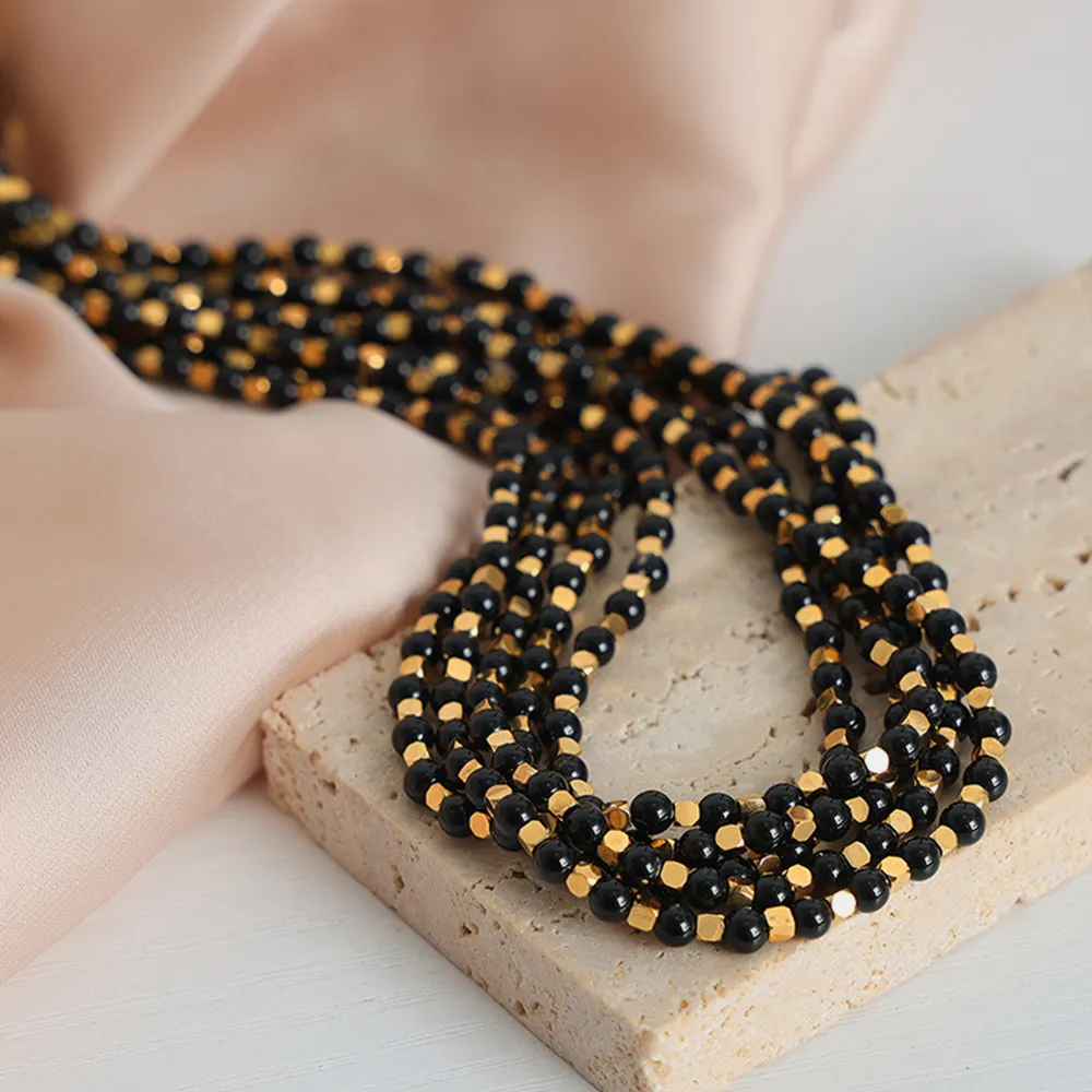 Agate Beaded Titanium Steel Necklace, image 3