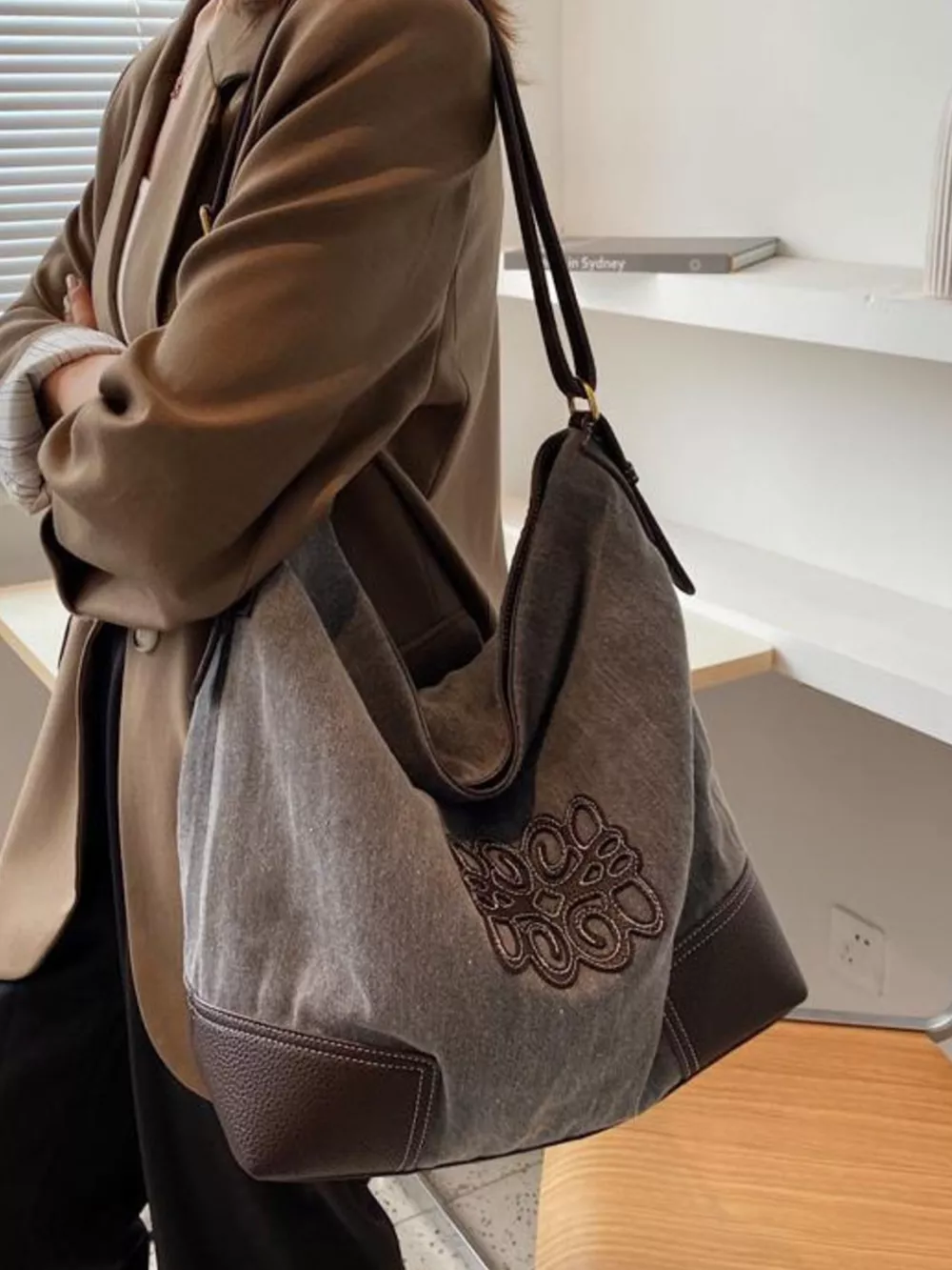 Embroidered Canvas Tote Bag, image 19