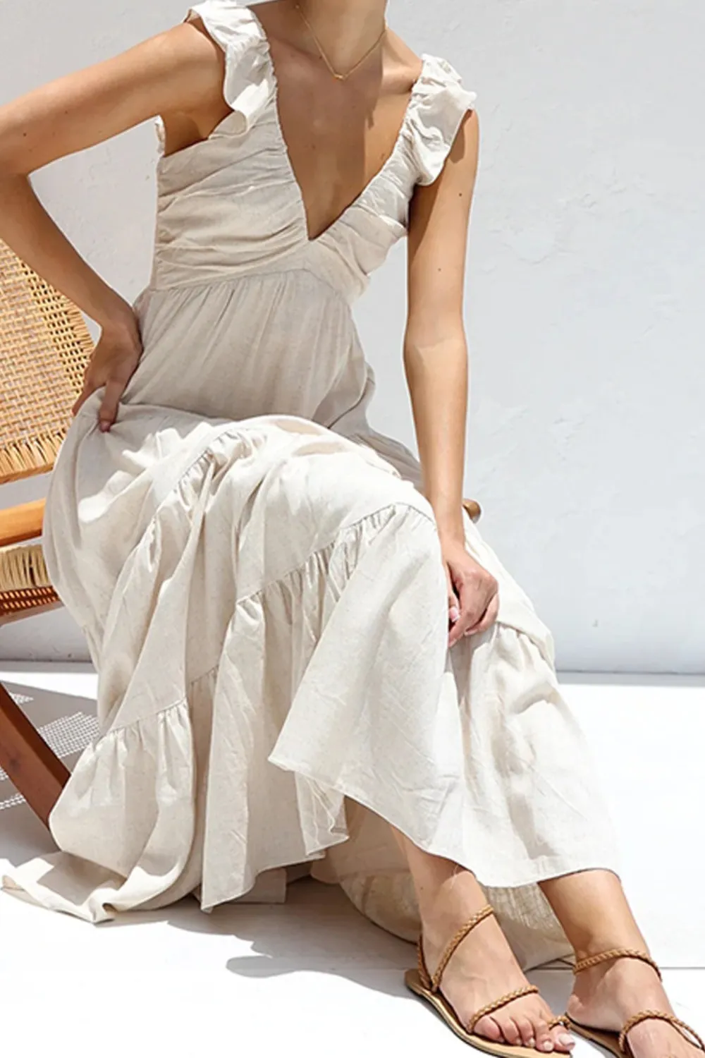 Ruffled V-Neck Tiered Dress, image 2