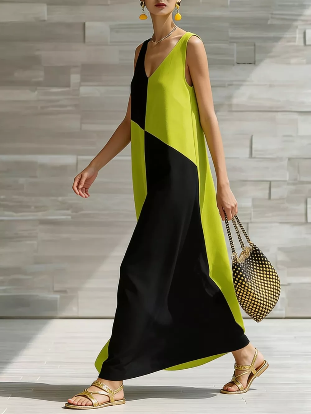 Color Block Sleeveless Maxi Dress, image 9
