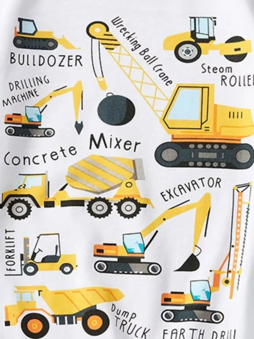 Children's Construction Vehicle Crew Neck Short Sleeve T-Shirt, image 17