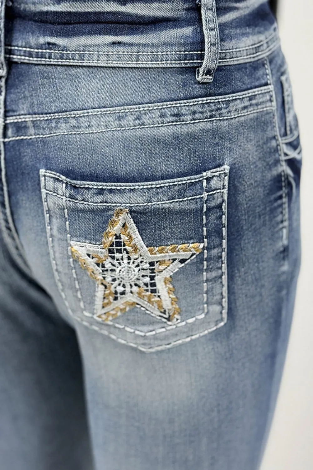 Star Embroidered Bootcut Jeans, image 4