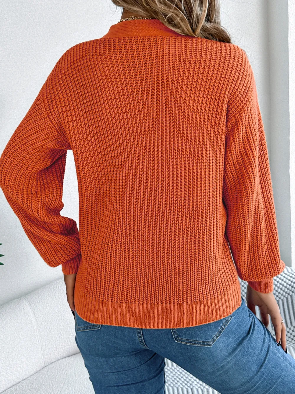 Cutout V-Neck Long Sleeve Sweater, image 7