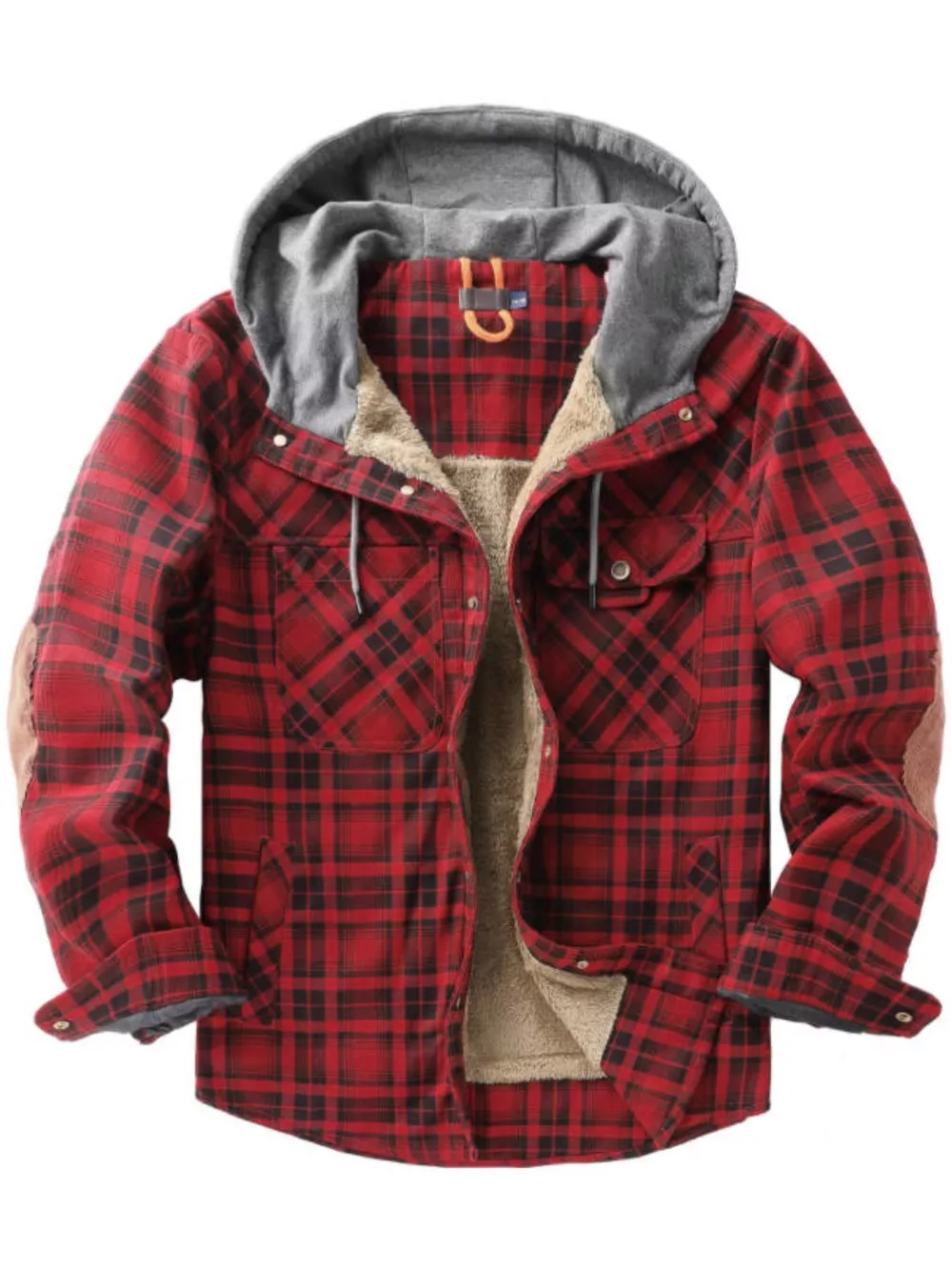 Men's Snap Down Plaid Flannel Hooded Jacket, image 15