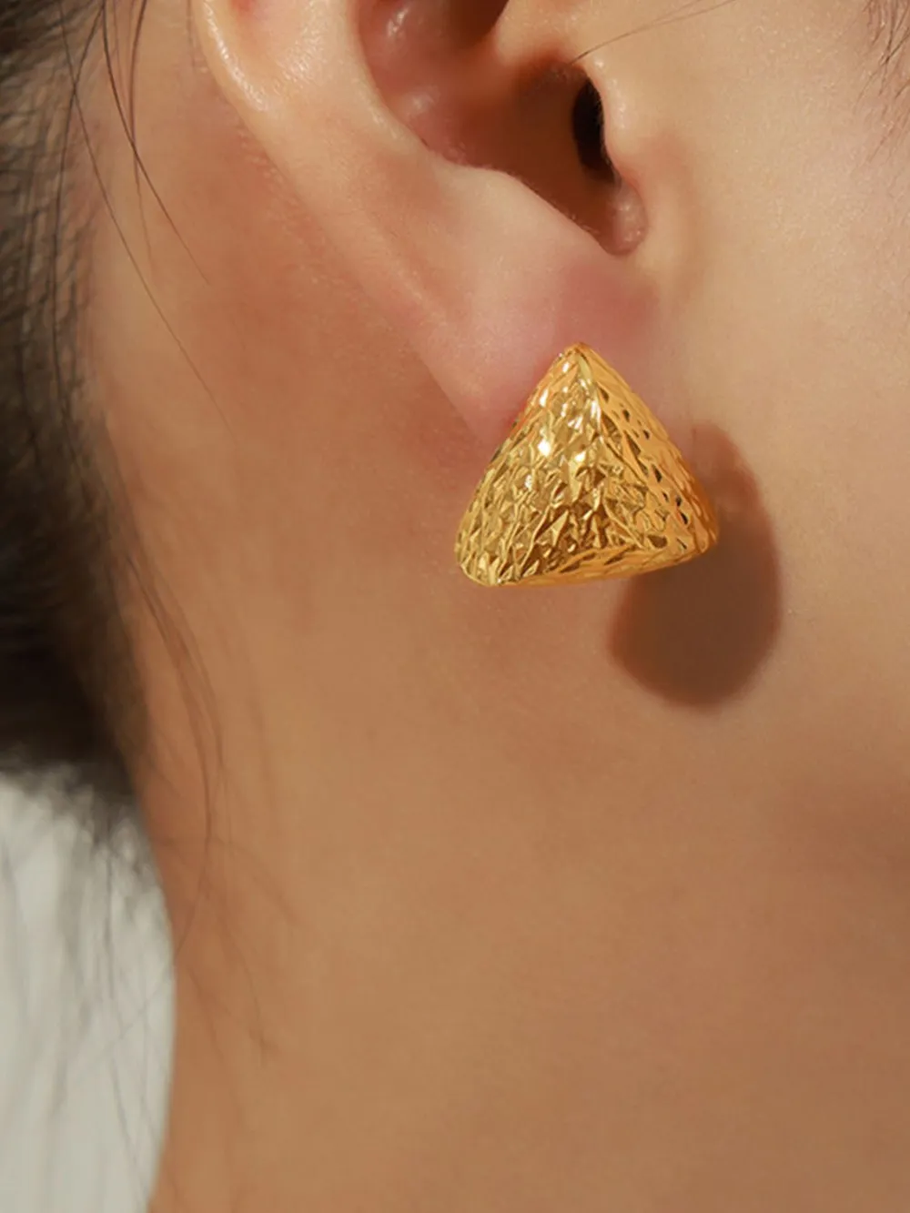 Gold-Plated Geometric Stud Earrings, image 6