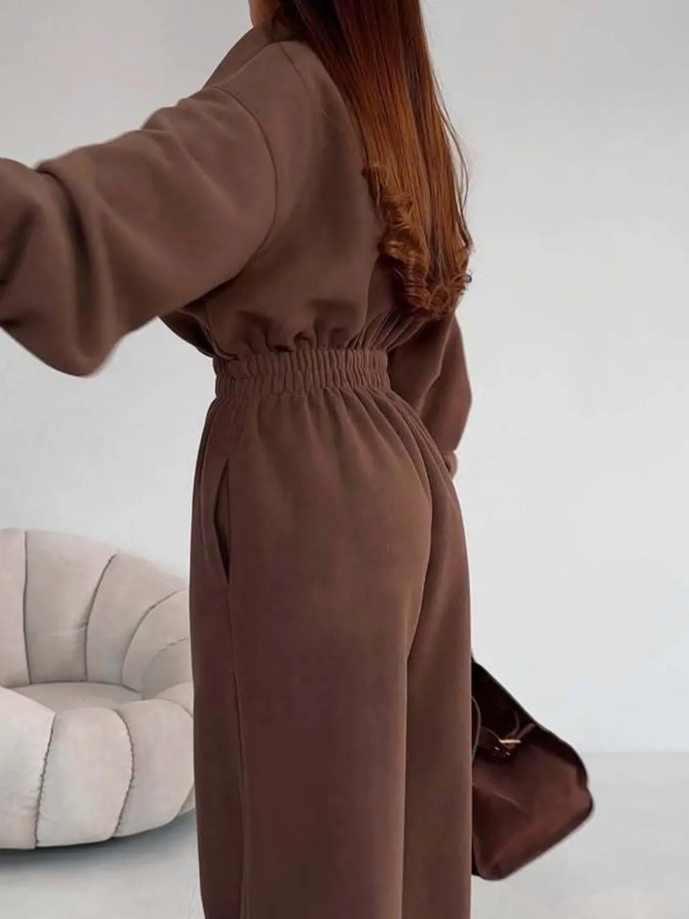 Zip Front Long Sleeve Jumpsuit, image 3
