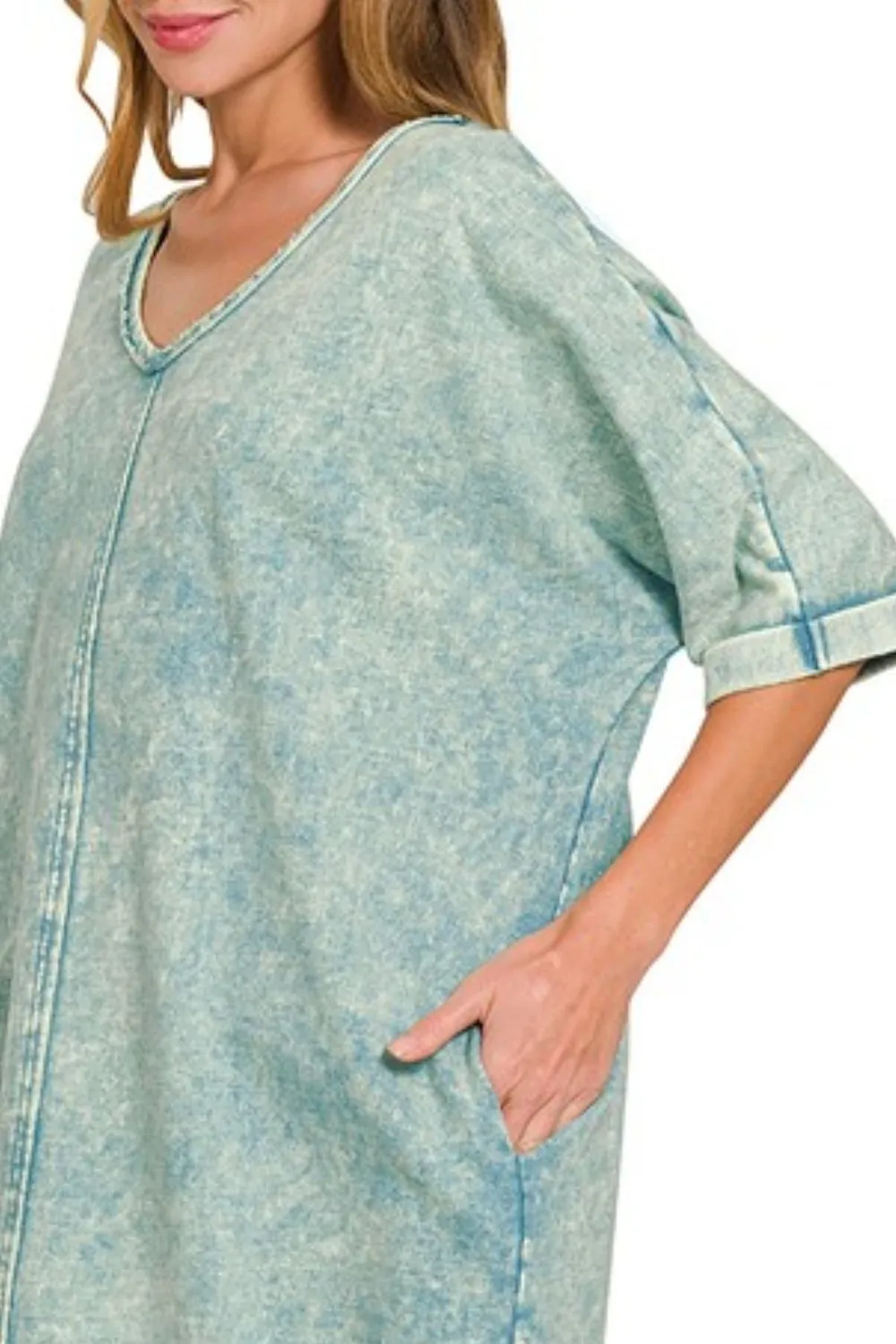 Acid-washed French Terry Tee Shirts Dress, image 3