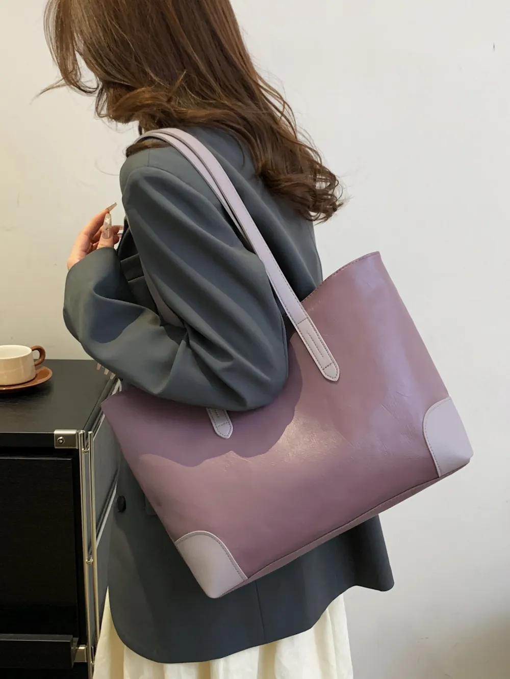 PU Leather Medium Tote Bag, image 4